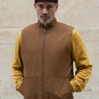 Gilet toile coton marron