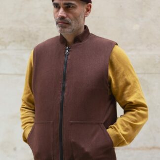 Gilet sergé coton marron foncé