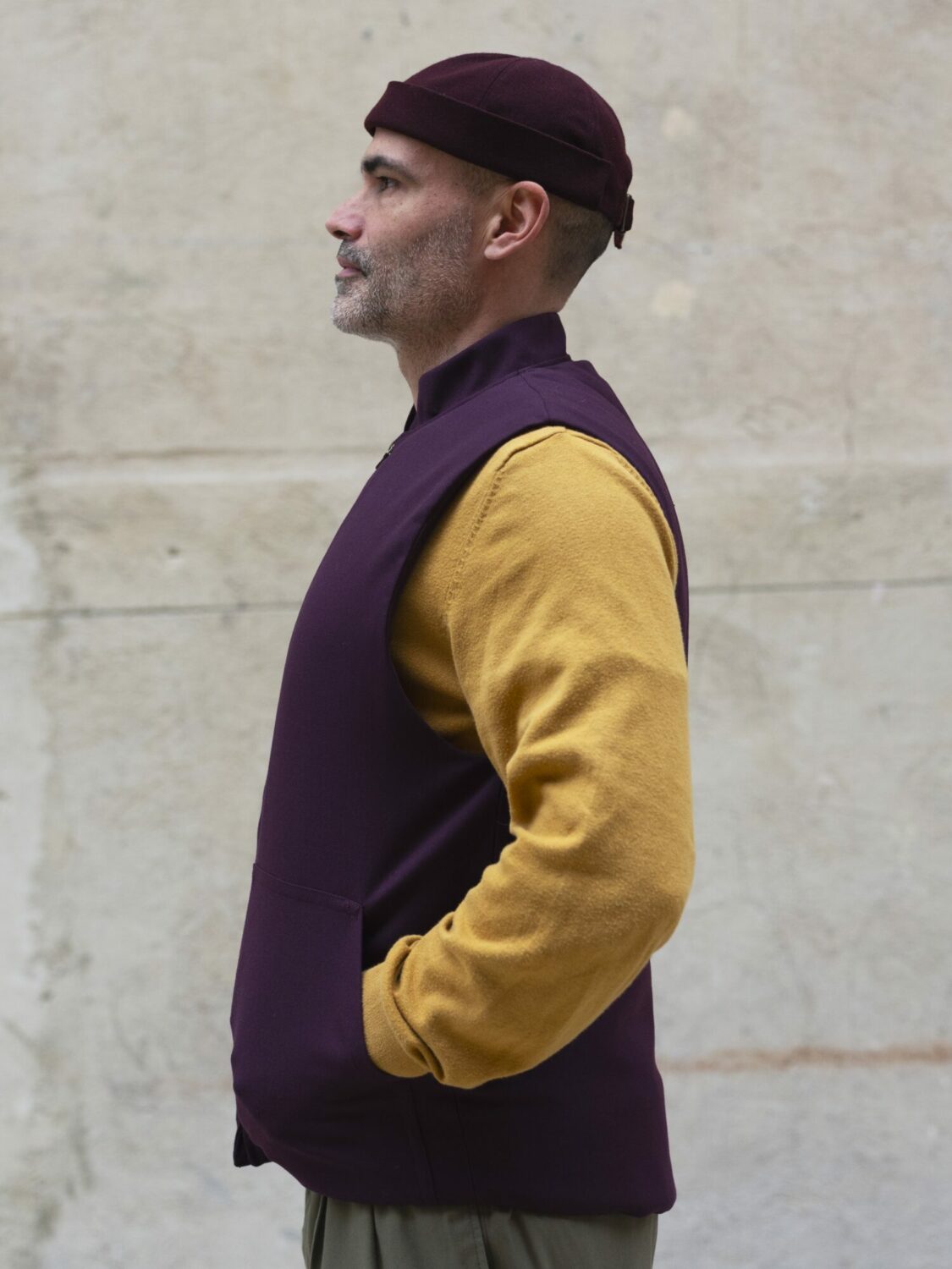 Gilet lainage violet foncé