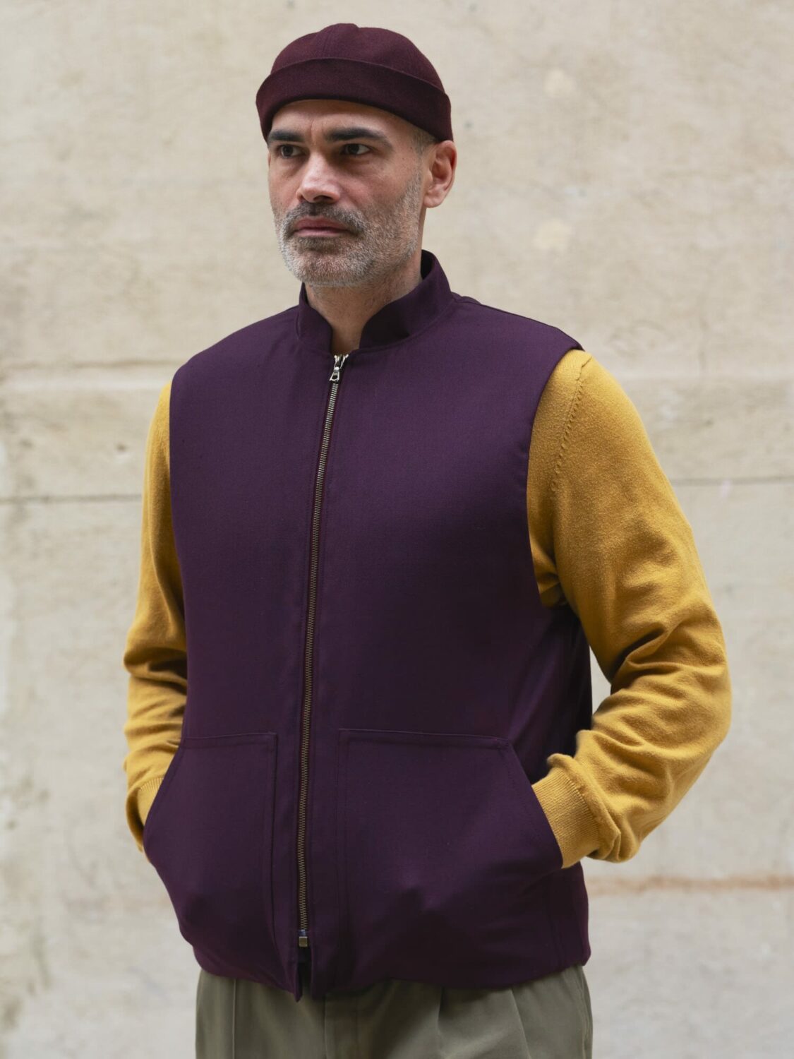 Gilet lainage violet foncé